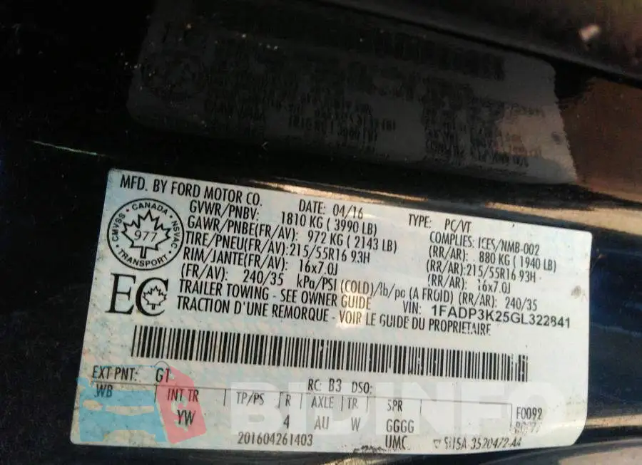1FADP3K25GL322841 Photo# 9