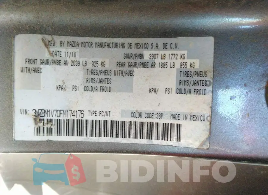 3MZBM1V70FM174176 Photo# 9