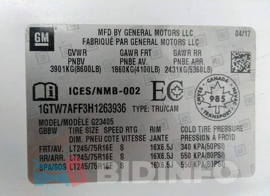 1GTW7AFF3H1263936 Photo# 9