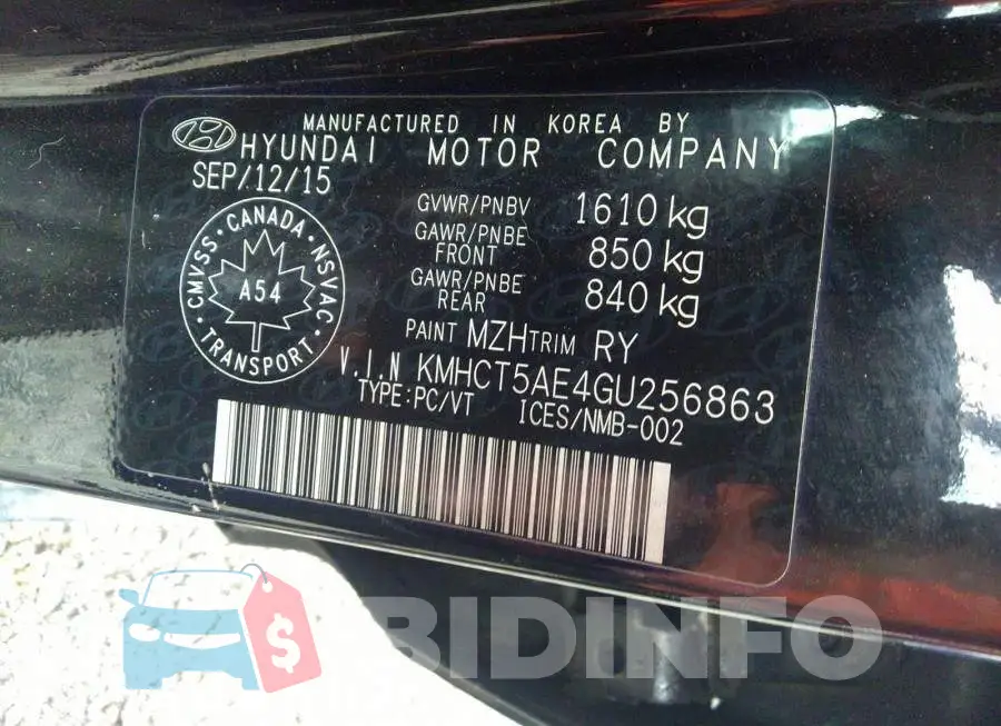 KMHCT5AE4GU256863 Photo# 9