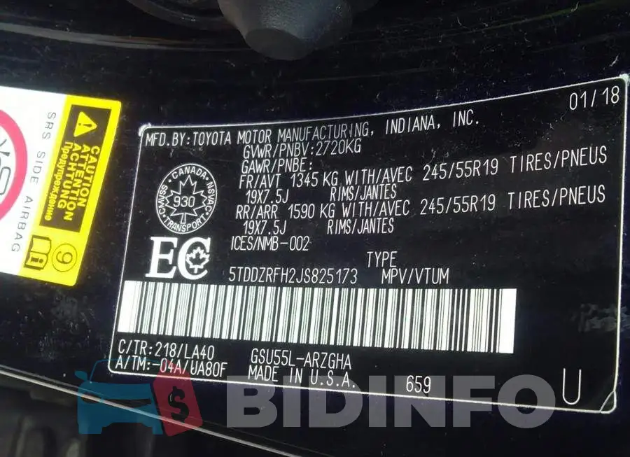 5TDDZRFH2JS825173 Photo# 9
