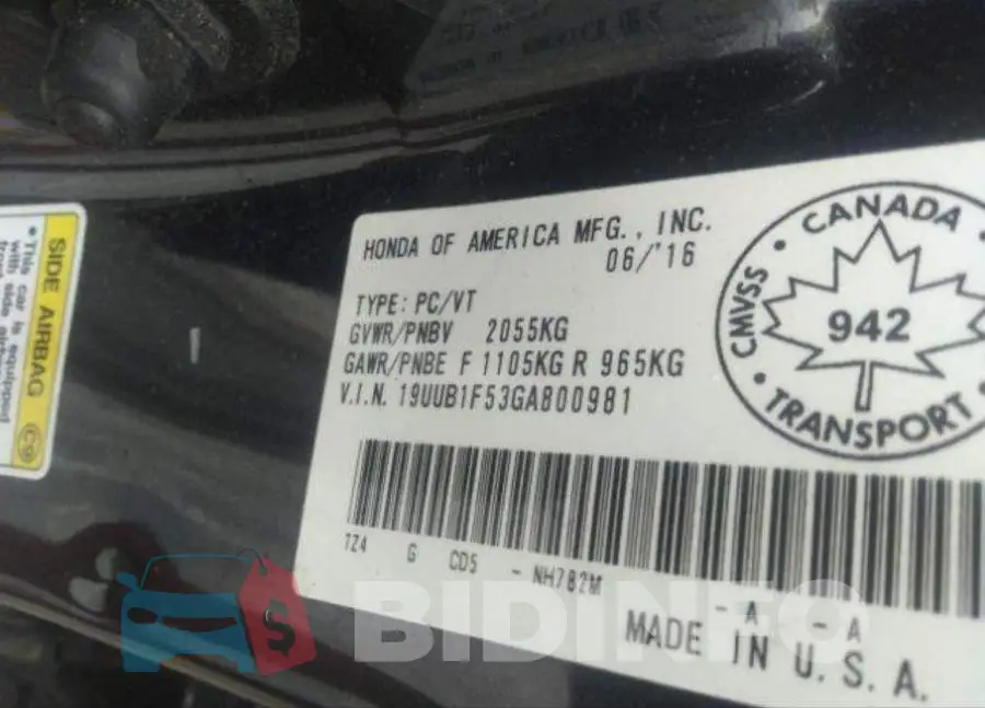 19UUB1F53GA800981 Photo# 10