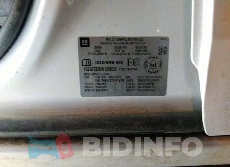 1GCGTCEN2H1256626 Photo# 9