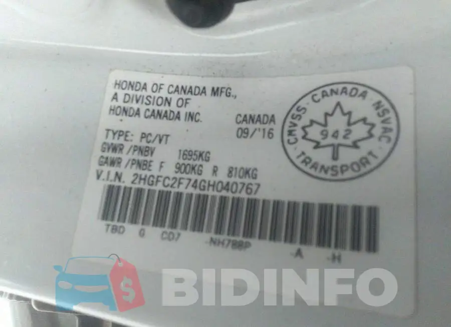 2HGFC2F74GH040767 Photo# 9