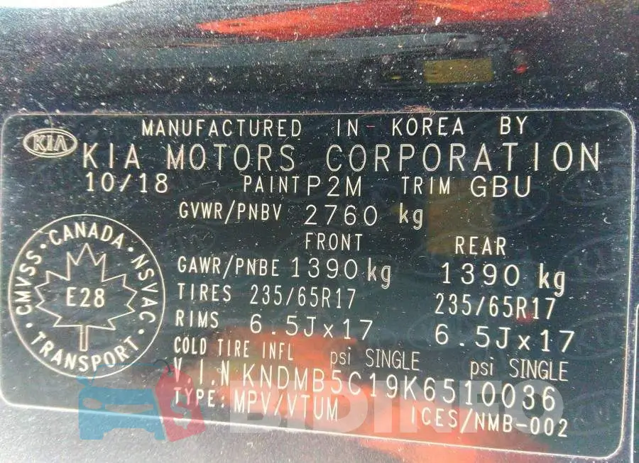 KNDMB5C19K6510036 Photo# 9