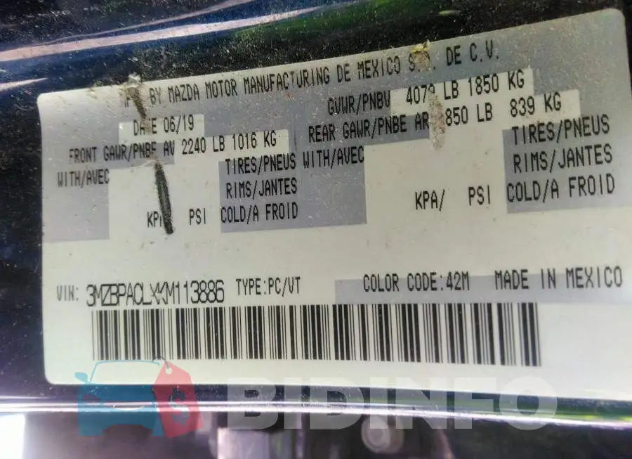 3MZBPACLXKM113886 Photo# 9
