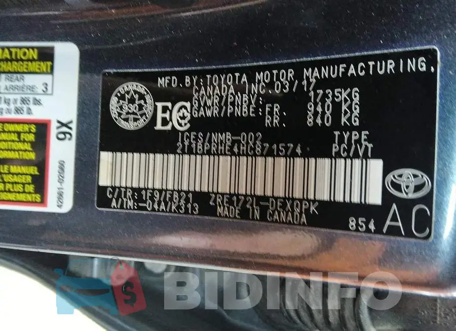 2T1BPRHE4HC871574 Photo# 9