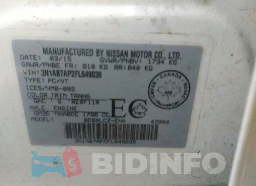 3N1AB7AP2FL649039 Photo# 9