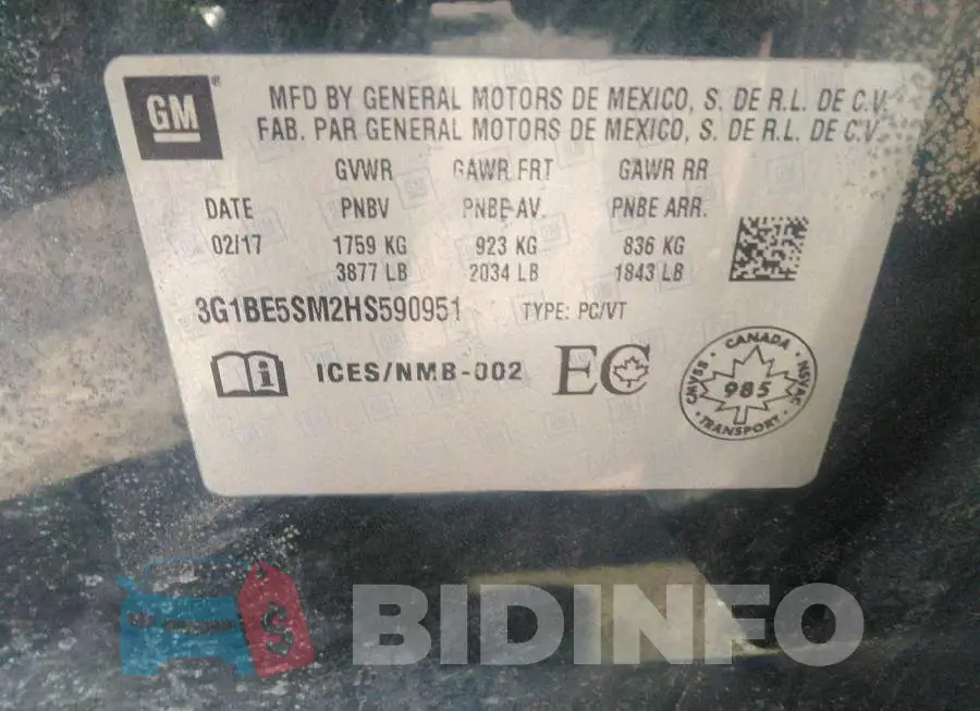 3G1BE5SM2HS590951 Photo# 9