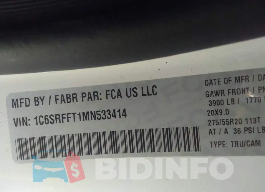 1C6SRFFT1MN533414 Photo# 9