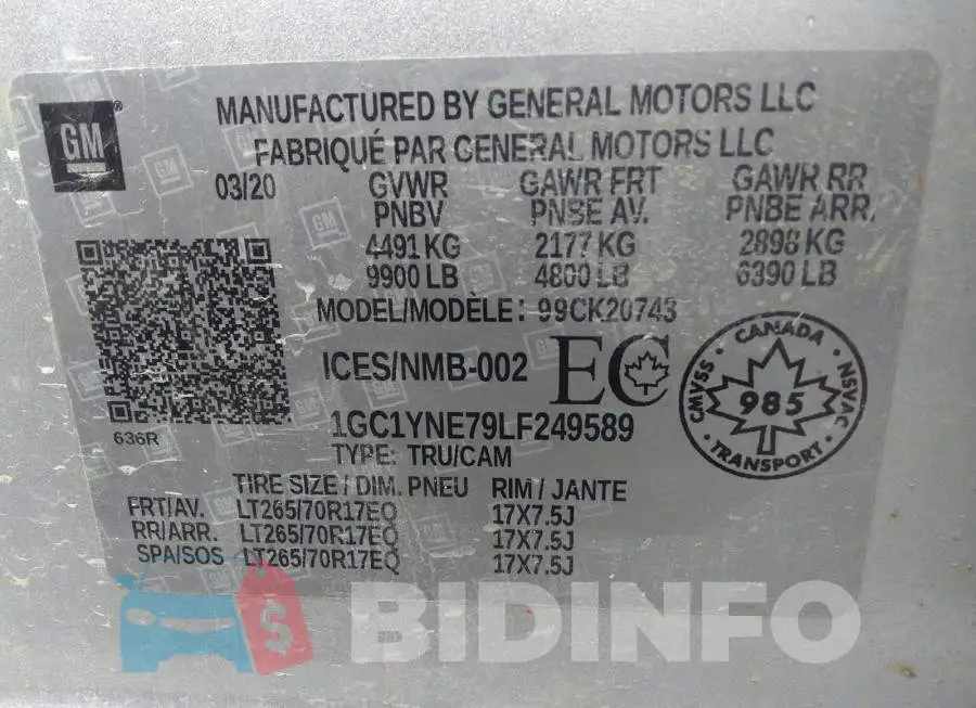 1GC1YNE79LF249589 Photo# 9