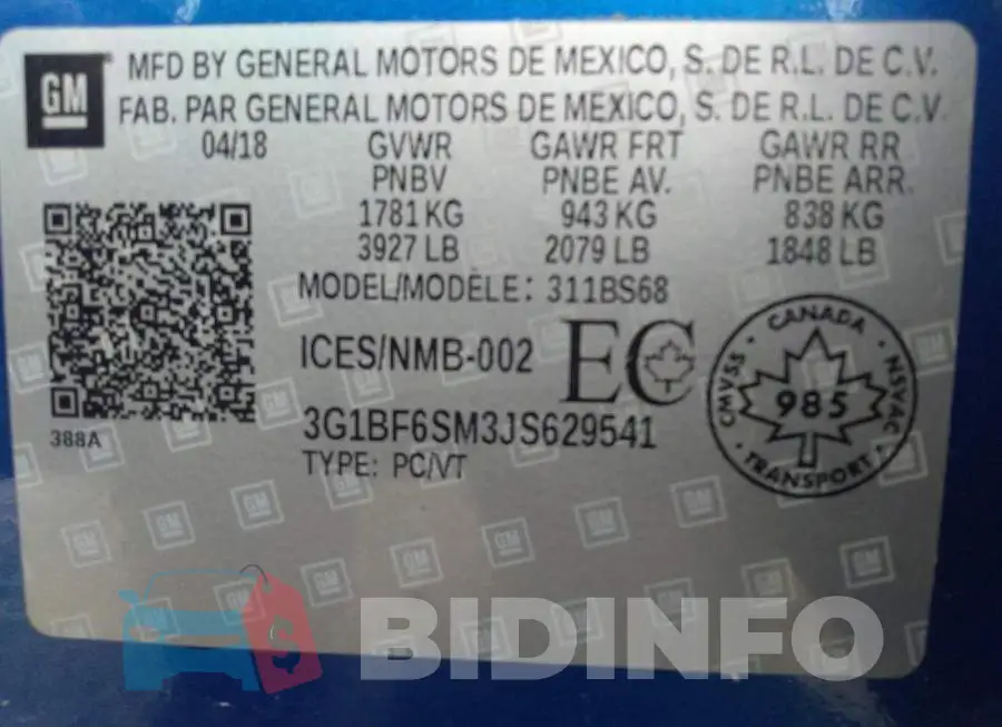 3G1BF6SM3JS629541 Photo# 9