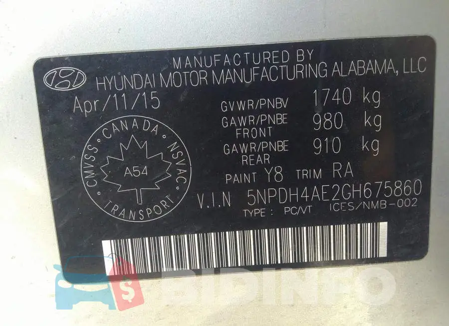 5NPDH4AE2GH675860 Photo# 9
