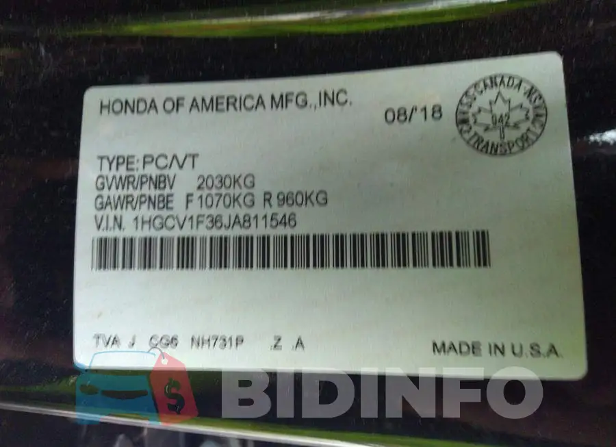 1HGCV1F36JA811546 Photo# 9