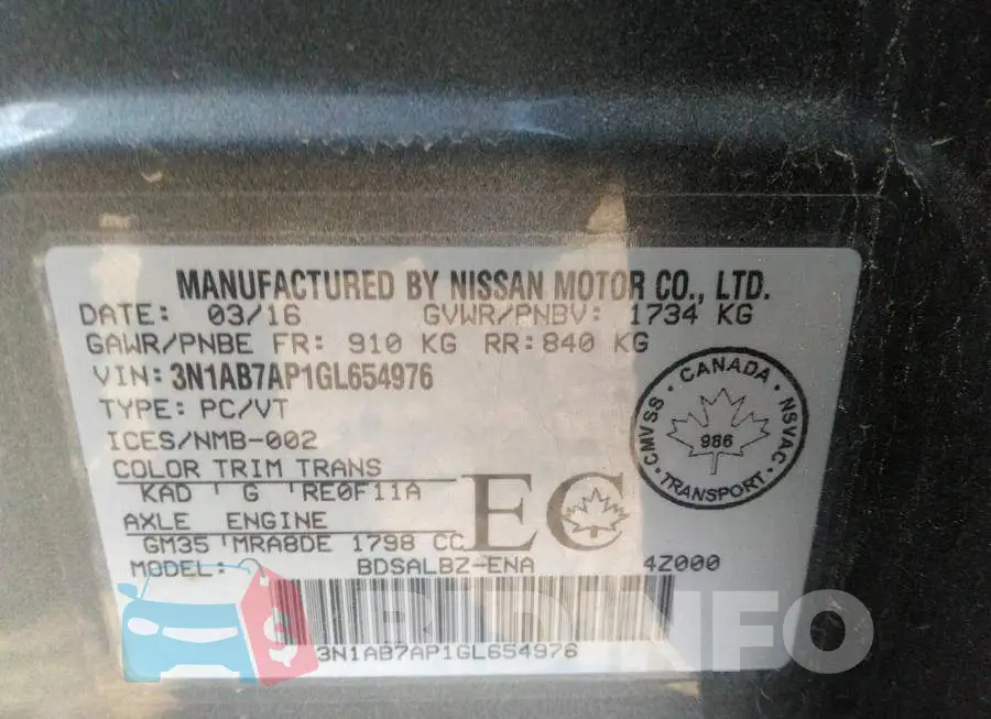 3N1AB7AP1GL654976 Photo# 9