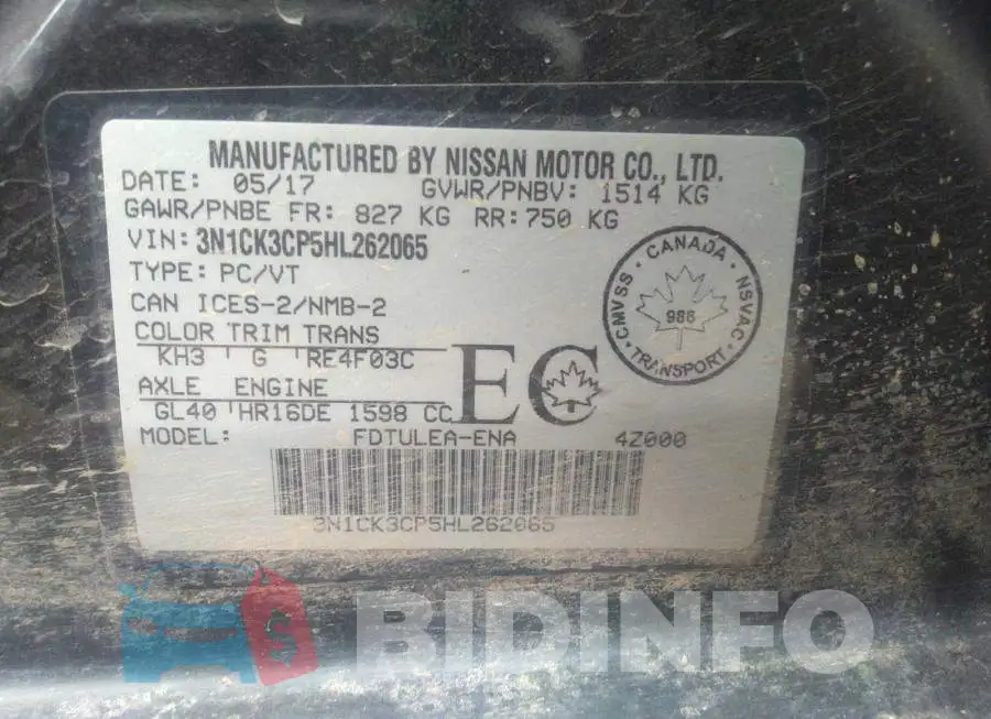 3N1CK3CP5HL262065 Photo# 9