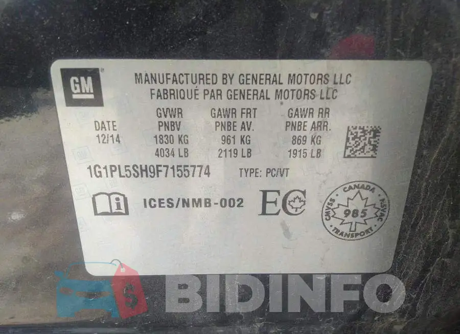 1G1PL5SH9F7155774 Photo# 9