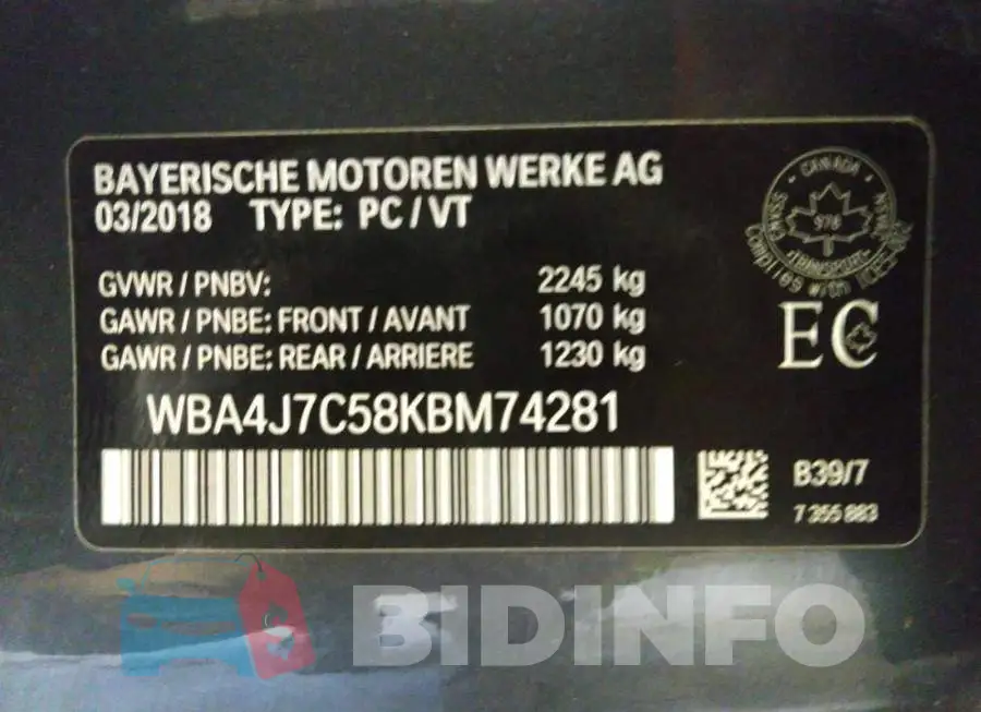 WBA4J7C58KBM74281 Photo# 9