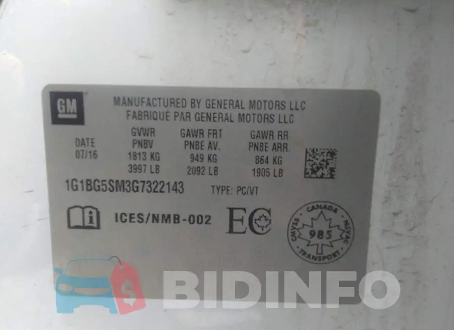 1G1BG5SM3G7322143 Photo# 9