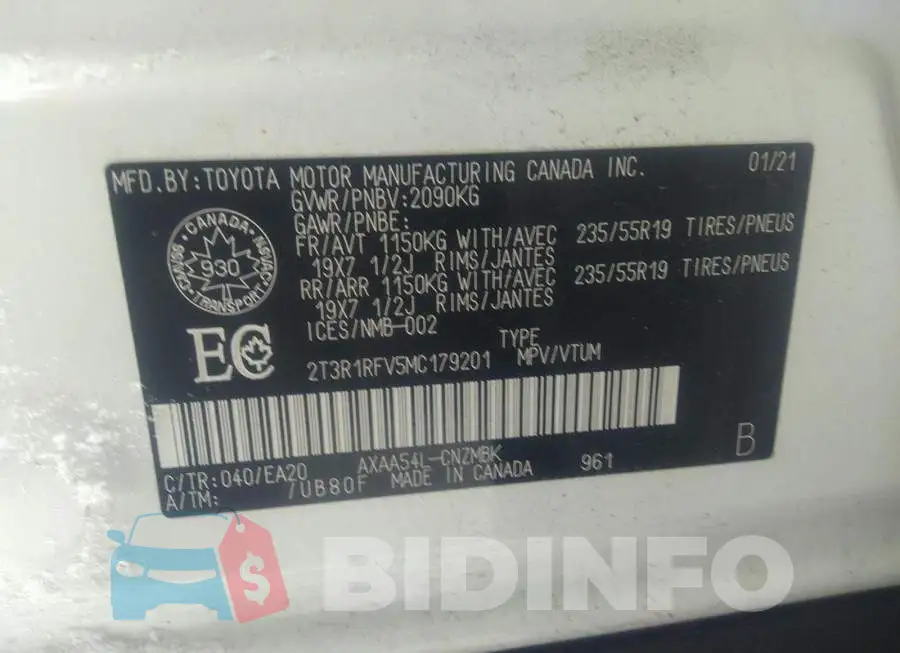 2T3R1RFV5MC179201 Photo# 9