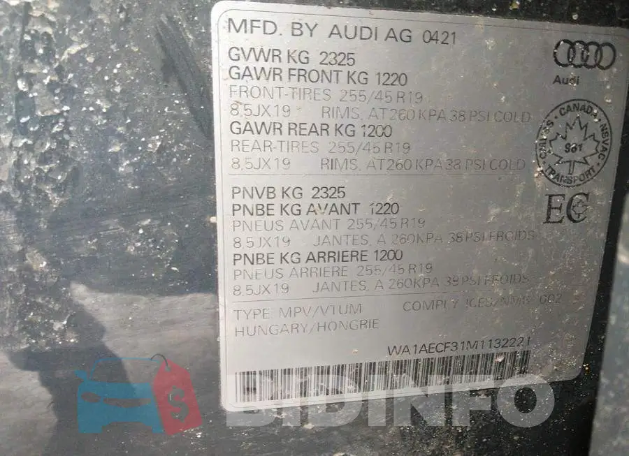 WA1AECF31M1132221 Photo# 9