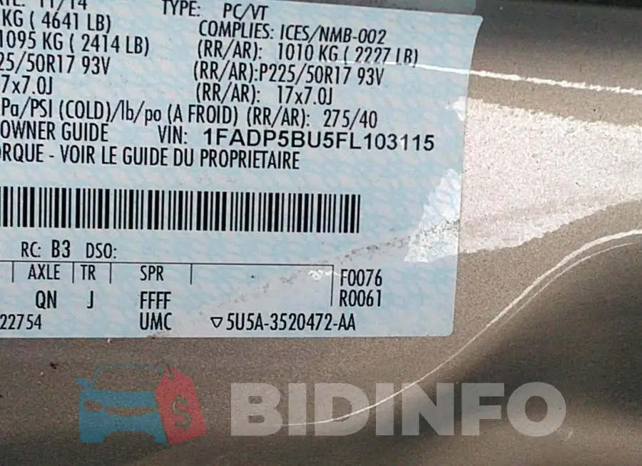 1FADP5BU5FL103115 Photo# 9