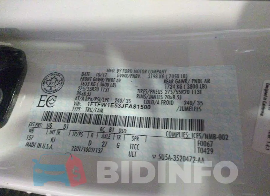 1FTFW1E53JFA81500 Photo# 9