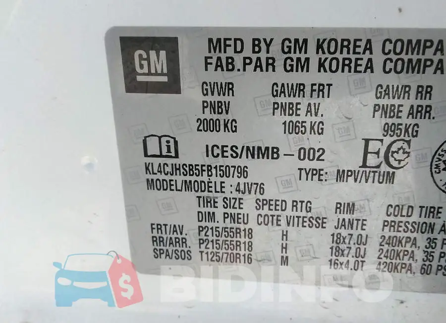 KL4CJHSB5FB150796 Photo# 9