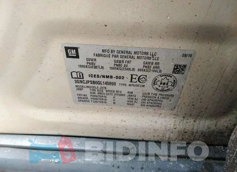 3GNCJPSB6GL145890 Photo# 9