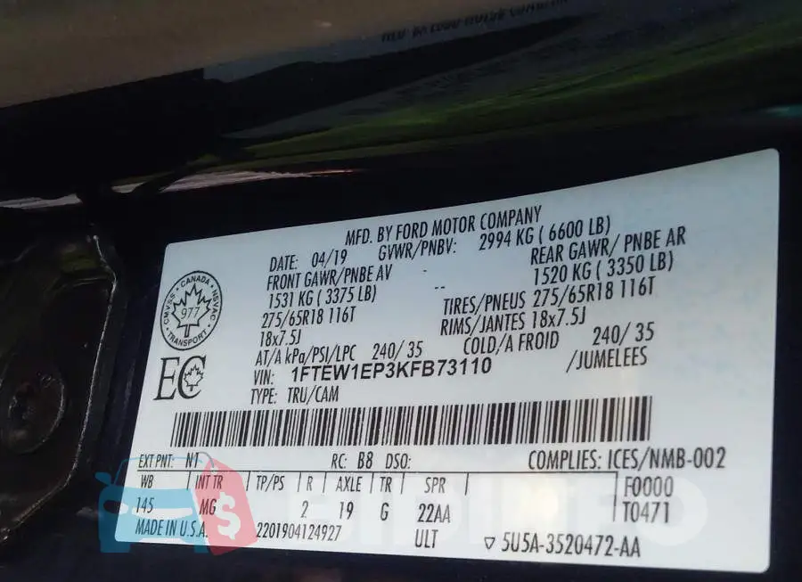 1FTEW1EP3KFB73110 Photo# 9