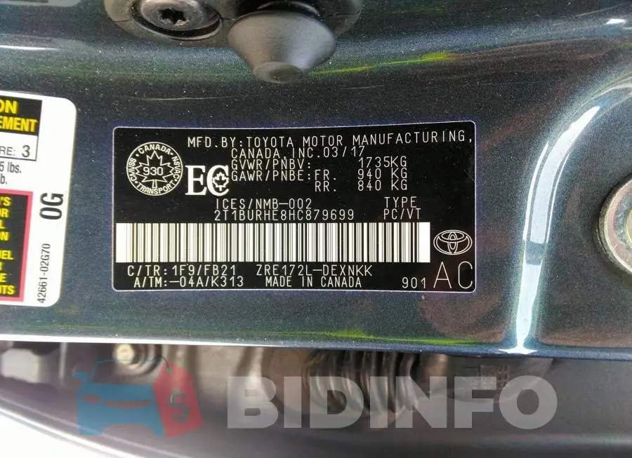 2T1BURHE8HC879699 Photo# 9