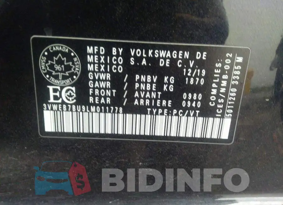 3VWEB7BU9LM011778 Photo# 9