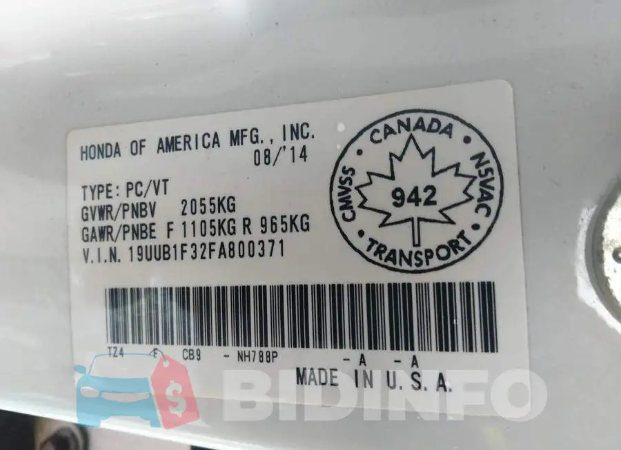 19UUB1F32FA800371 Photo# 9