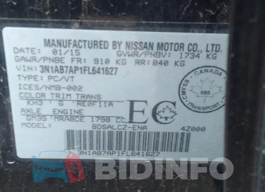 3N1AB7AP1FL641627 Photo# 9