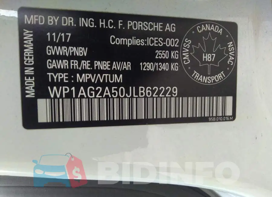 WP1AG2A50JLB62229 Photo# 9