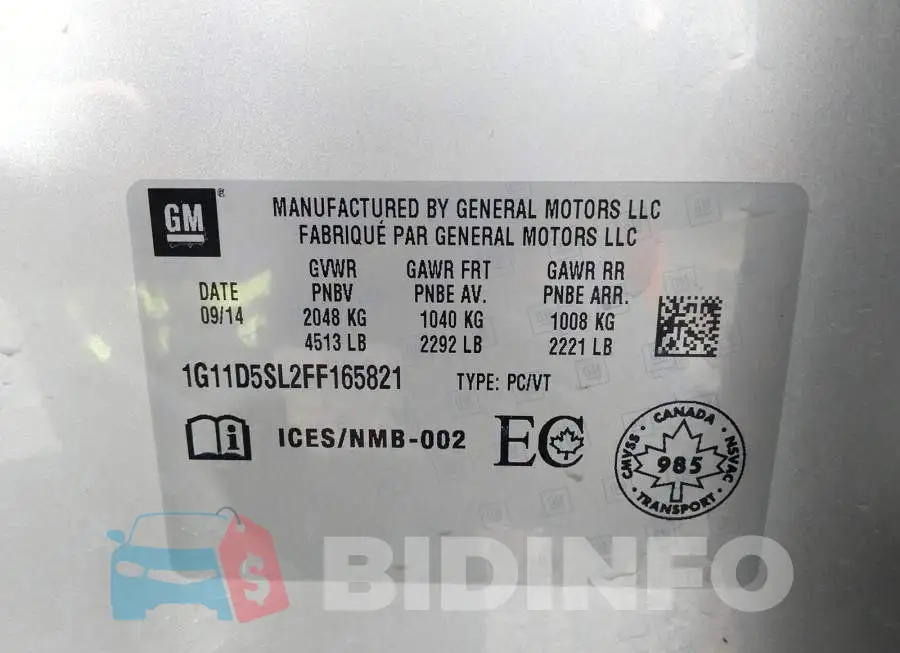 1G11D5SL2FF165821 Photo# 9