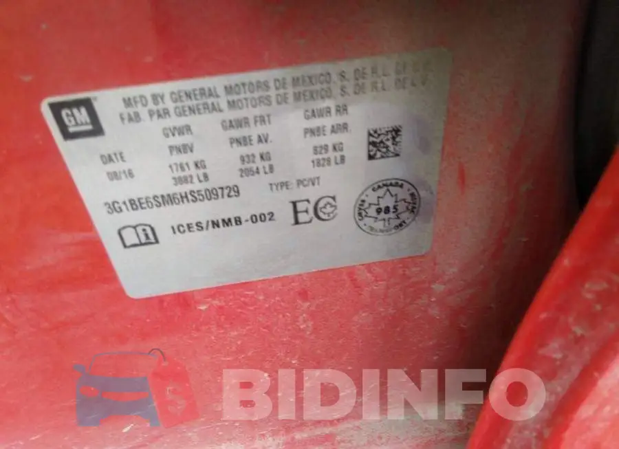 3G1BE6SM6HS509729 Photo# 9