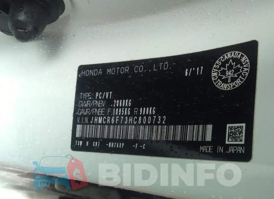 JHMCR6F73HC800732 Photo# 9