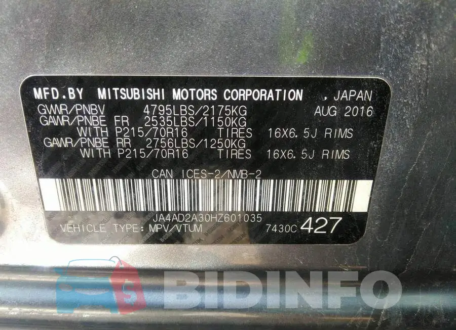 JA4AD2A30HZ601035 Photo# 9