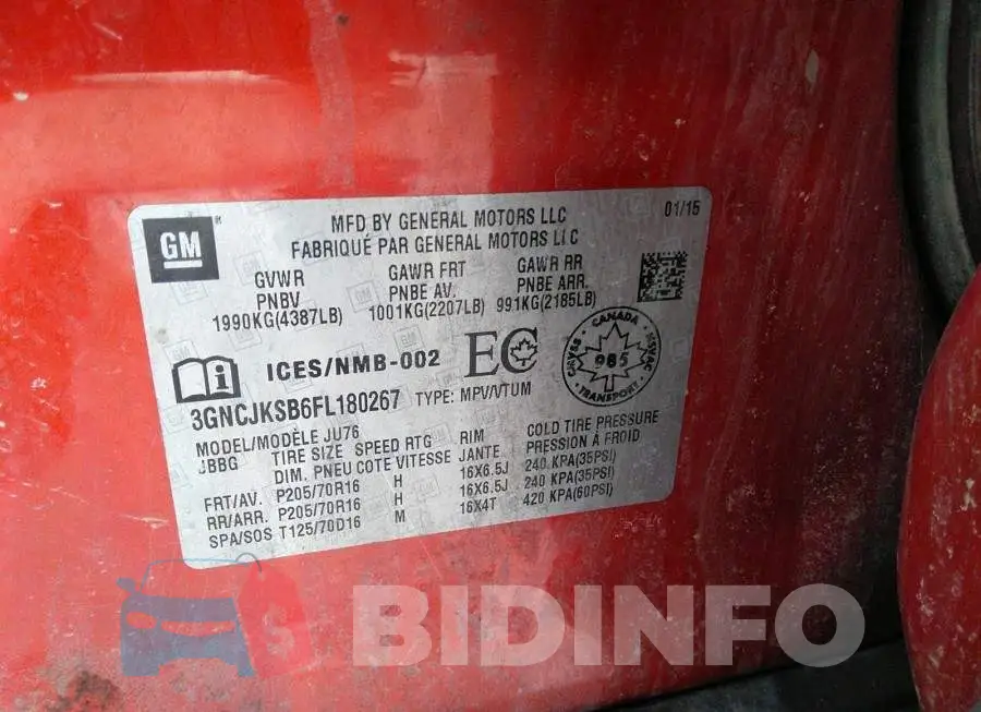 3GNCJKSB6FL180267 Photo# 9