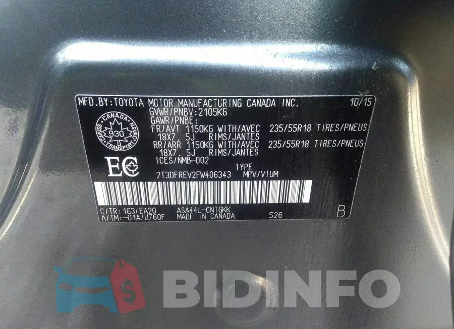 2T3DFREV2FW406343 Photo# 9