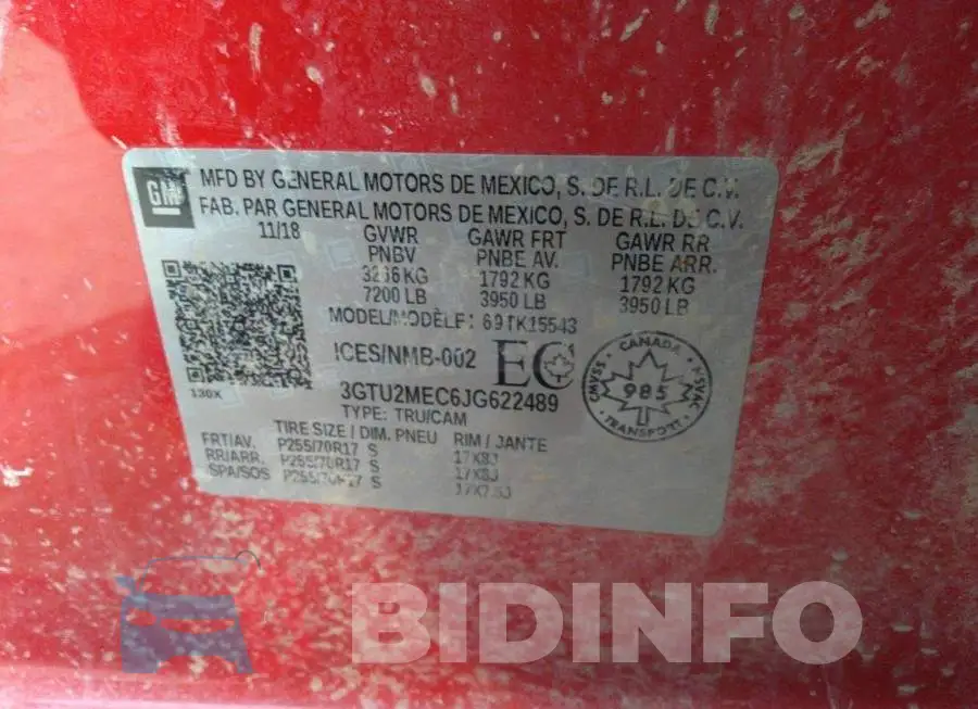3GTU2MEC6JG622489 Photo# 9