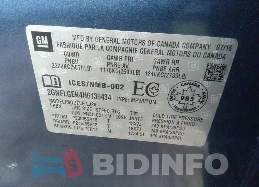 2GNFLGEK4H6139434 Photo# 9