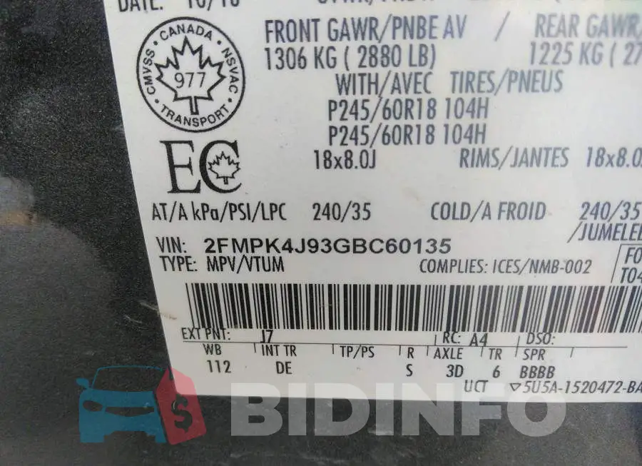 2FMPK4J93GBC60135 Photo# 9