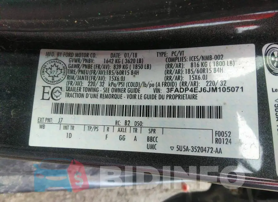 3FADP4EJ6JM105071 Photo# 9