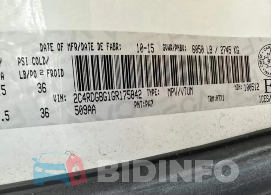 2C4RDGBG1GR175842 Photo# 9