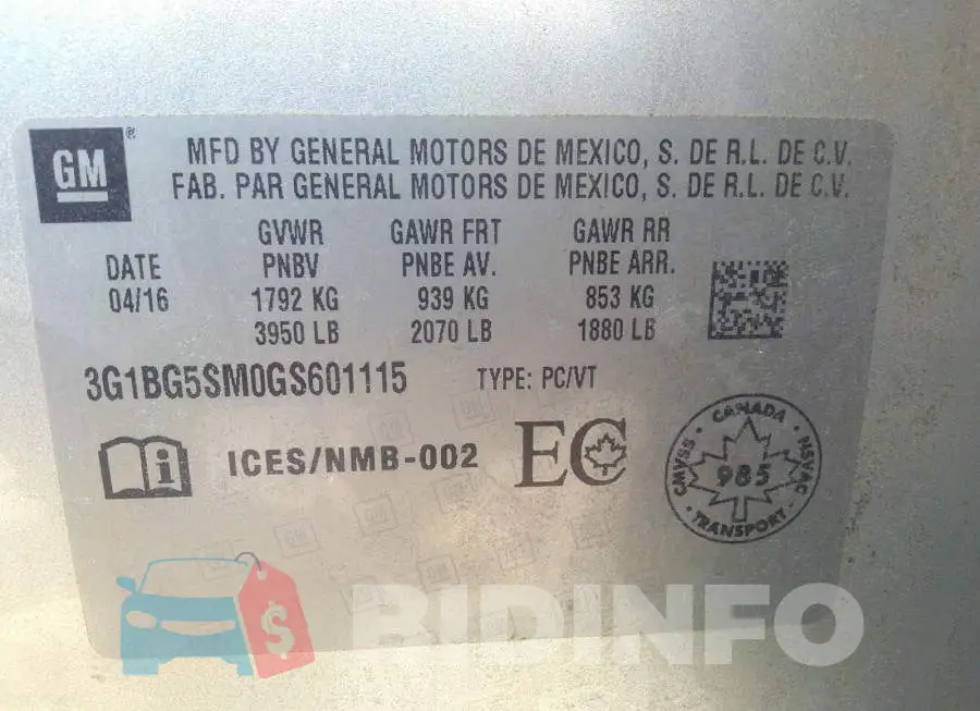 3G1BG5SM0GS601115 Photo# 9