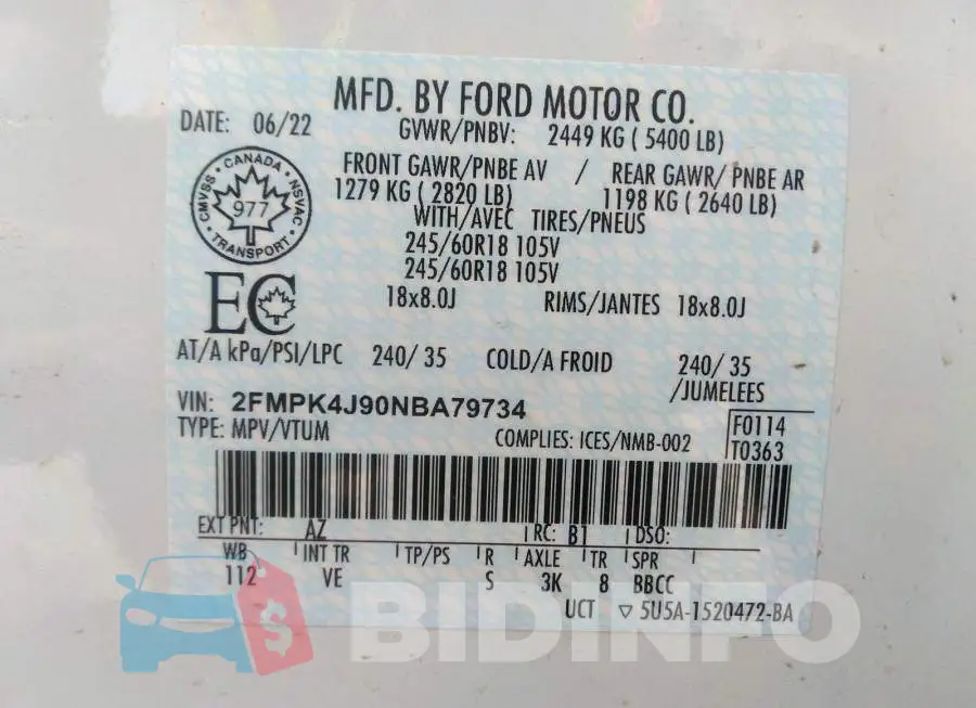 2FMPK4J90NBA79734 Photo# 9