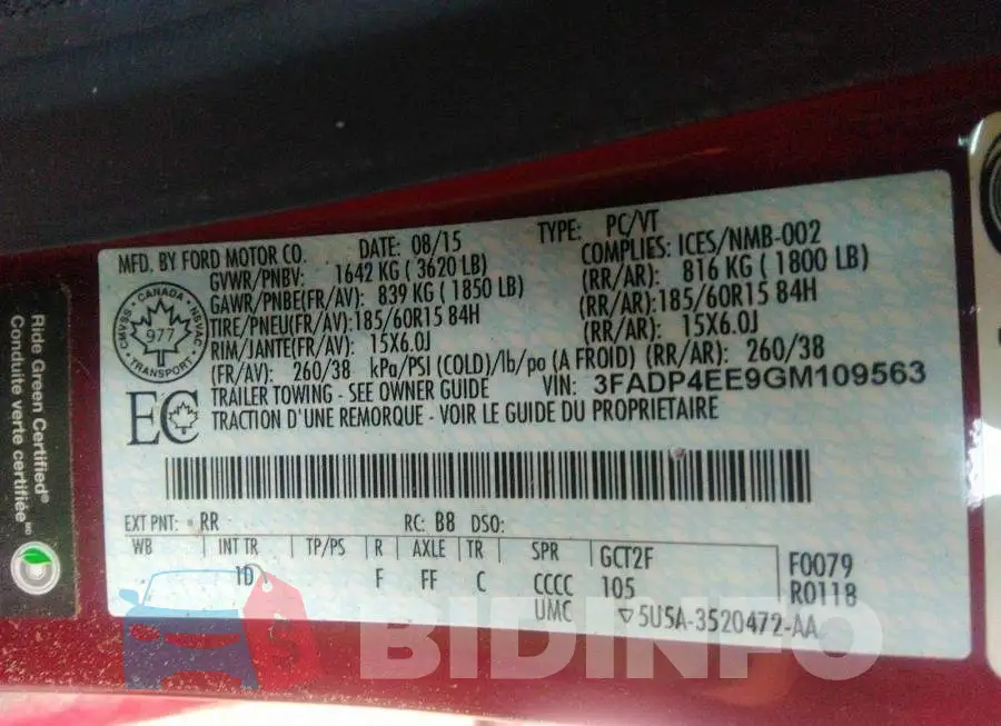 3FADP4EE9GM109563 Photo# 9