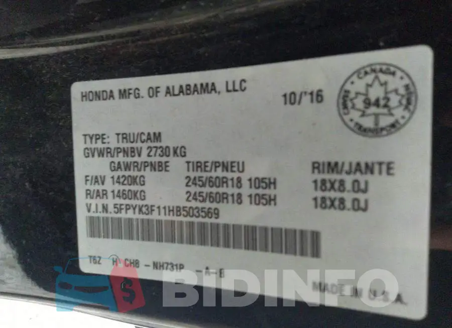5FPYK3F11HB503569 Photo# 9